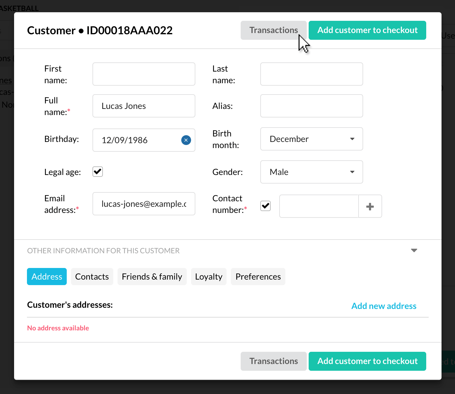 Customer transaction button