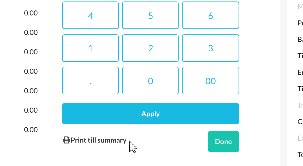 Print till summary button